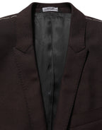 Dolce & Gabbana brown wool single-breasted men's jacket with gold accents, tailored fit, and classic design.