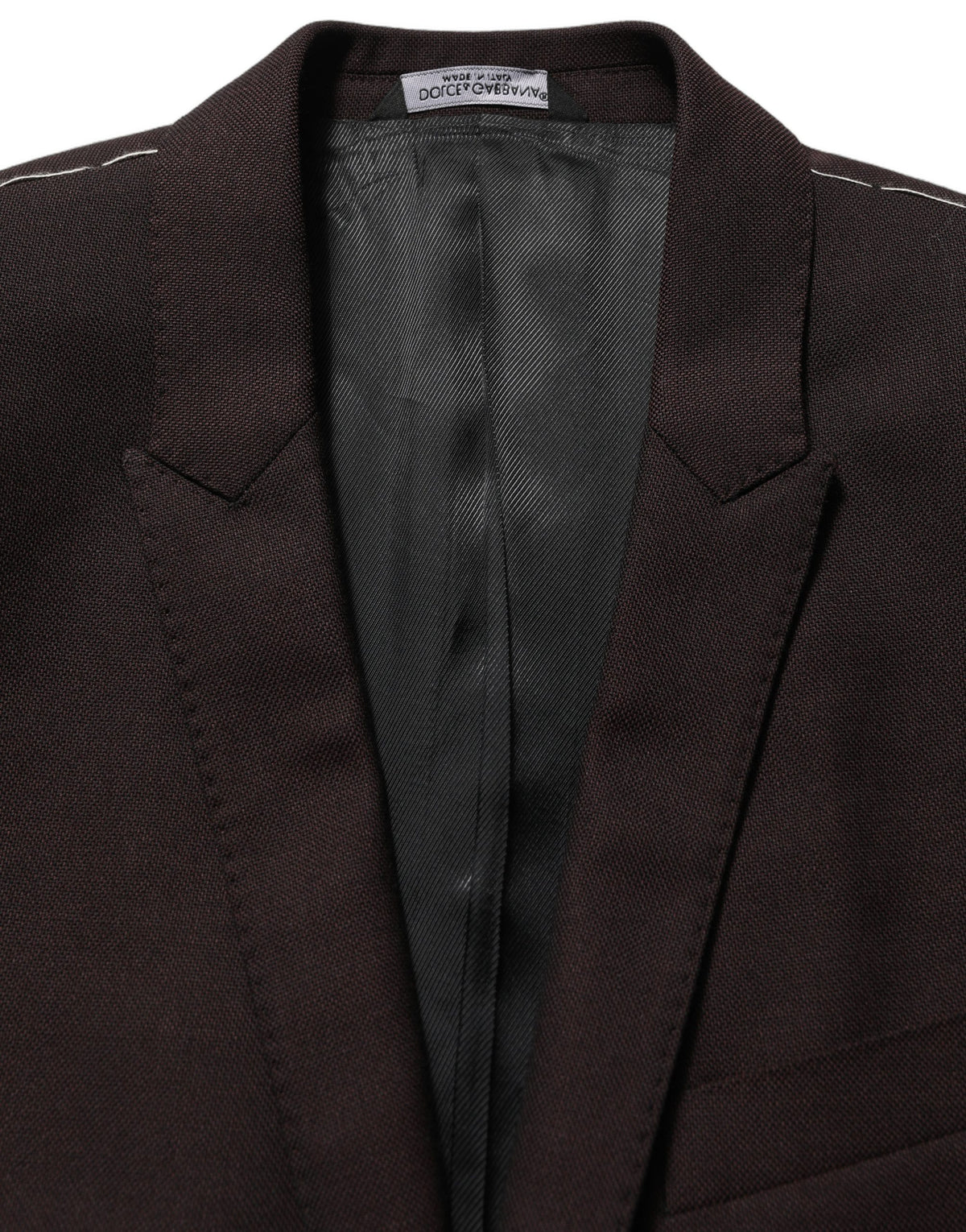 Dolce & Gabbana brown wool single-breasted men's jacket with gold accents, tailored fit, and classic design.