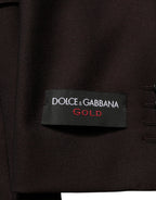 Dolce & Gabbana brown wool single-breasted men's jacket with gold accents, stylish and tailored for a sophisticated look.
