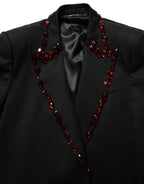 Dolce & Gabbana Black Crystal Embellished Coat Blazer Jacket