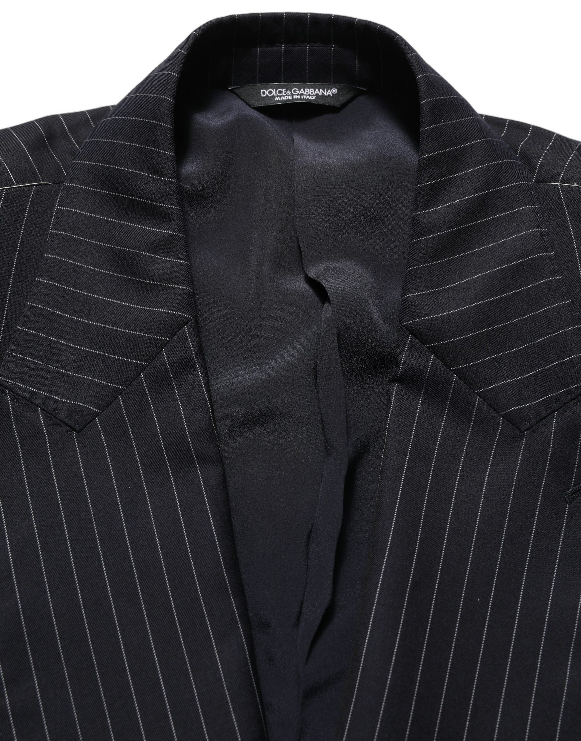 Dolce & Gabbana Black Stripes Wool Double Breasted Jacket