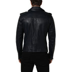 Dolce & Gabbana Black Leather Men Biker Coat Goatskin Jacket
