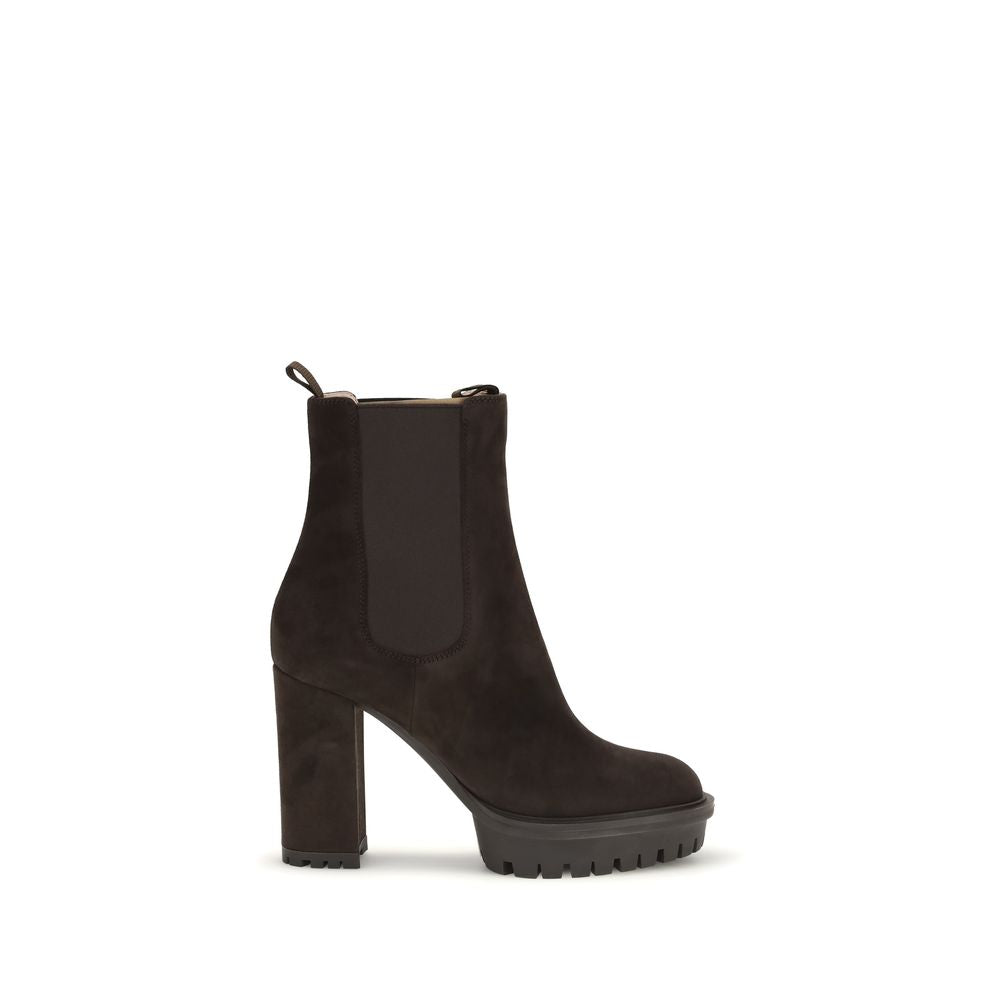 Gianvito Rossi Brown Calf Leather Bos Taurus Ankle Boots Gianvito Rossi