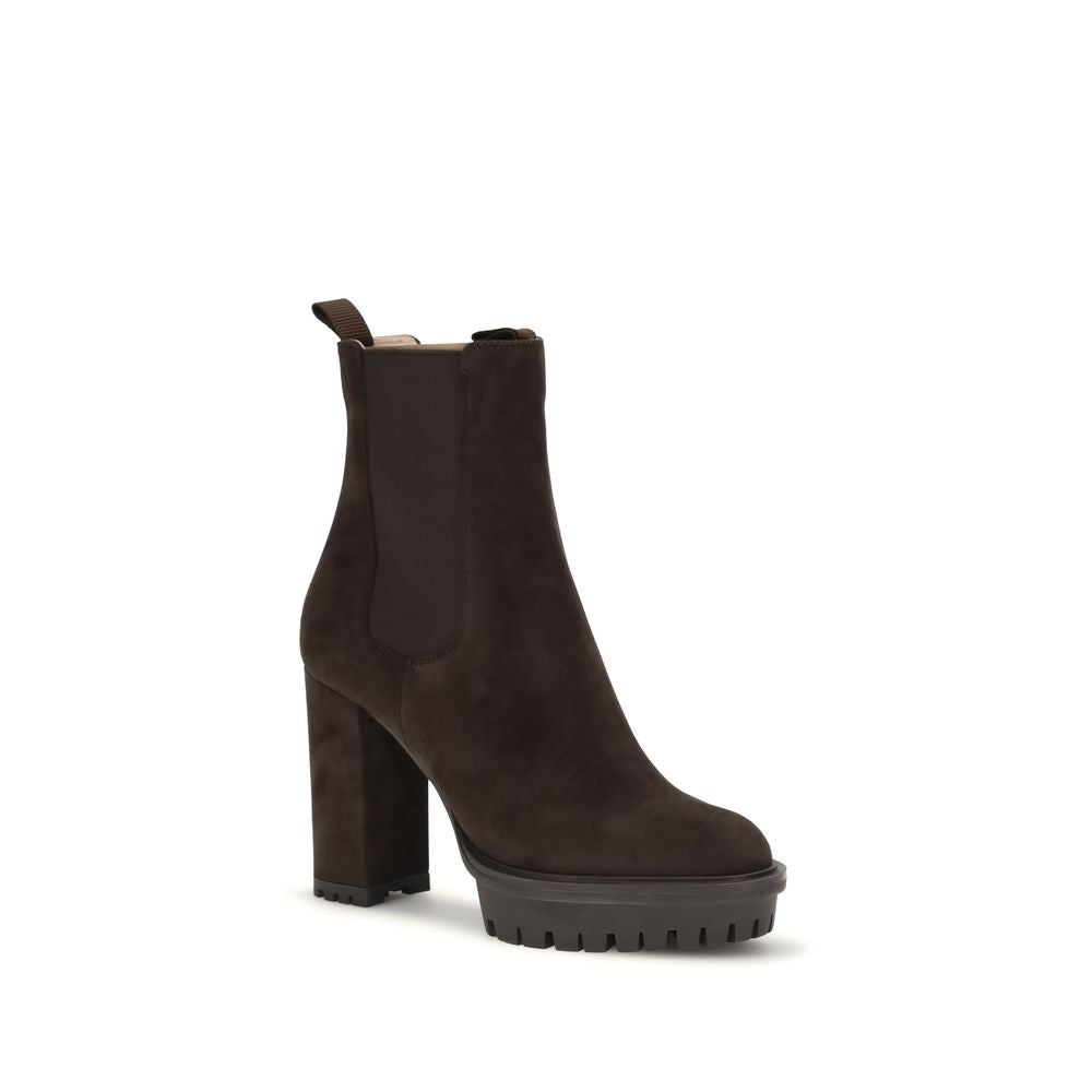 Gianvito Rossi Brown Calf Leather Bos Taurus Ankle Boots Gianvito Rossi