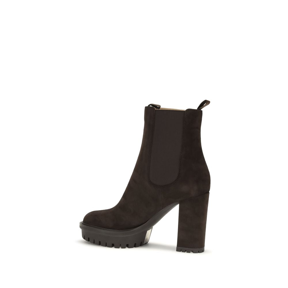 Gianvito Rossi Brown Calf Leather Bos Taurus Ankle Boots Gianvito Rossi