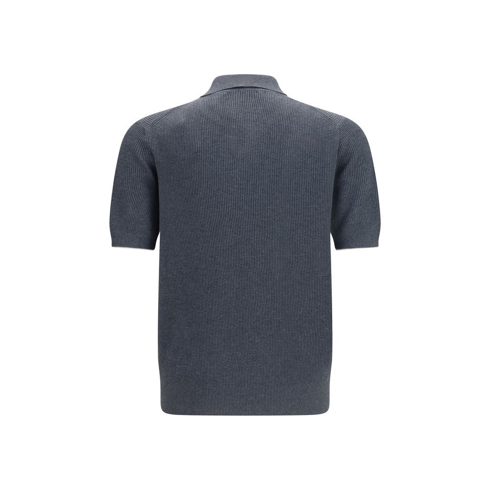 Brunello Cucinelli Gray Cotton Polo Shirt Brunello Cucinelli