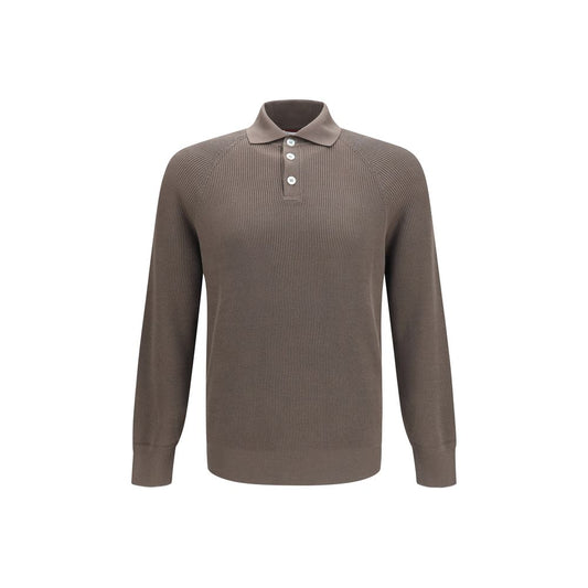 Brunello Cucinelli Brown Cotton Polo Shirt Brunello Cucinelli