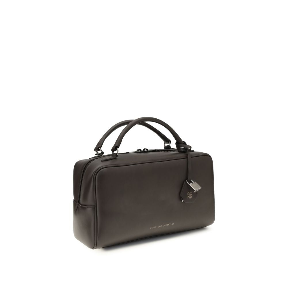 Brunello Cucinelli Brown Calf Leather Bos Taurus Handbag