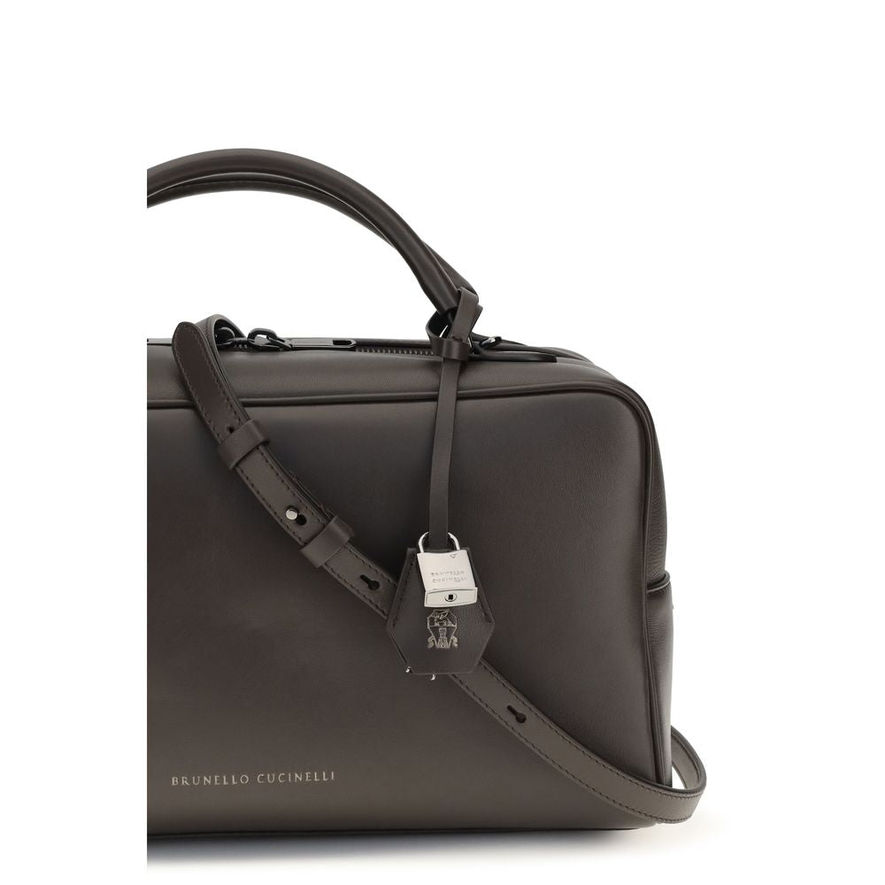 Brunello Cucinelli Brown Calf Leather Bos Taurus Handbag