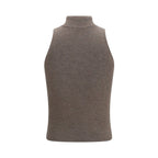 Brunello Cucinelli Brown Cashmere Sleeveles Sweater