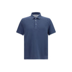 Brunello Cucinelli Blue Cotton Polo Shirt Brunello Cucinelli