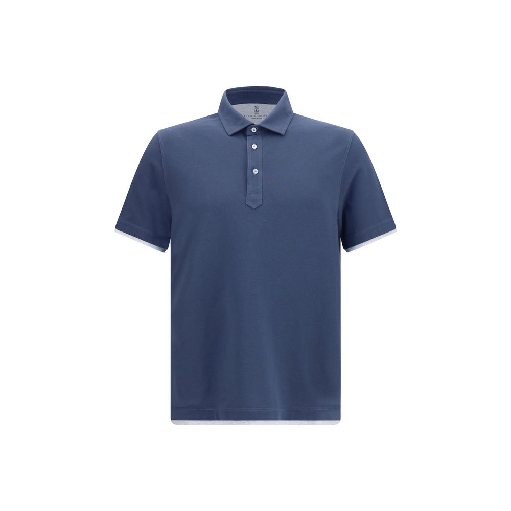 Brunello Cucinelli Blue Cotton Polo Shirt Brunello Cucinelli