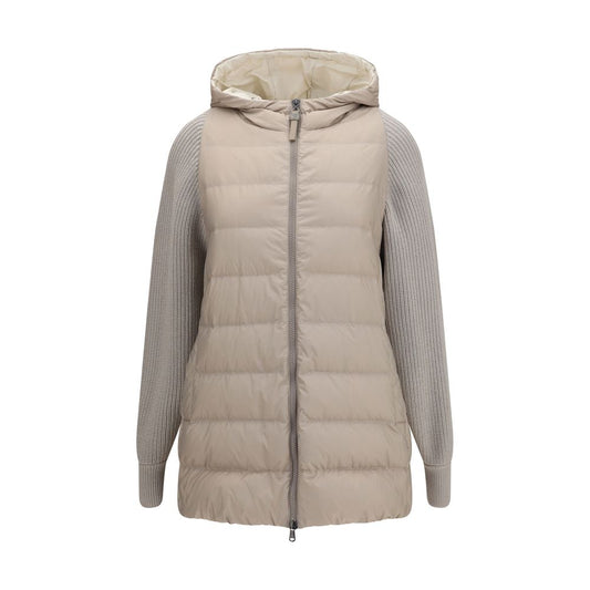 Brunello Cucinelli Gray Polyester Full-Length Jacket Brunello Cucinelli