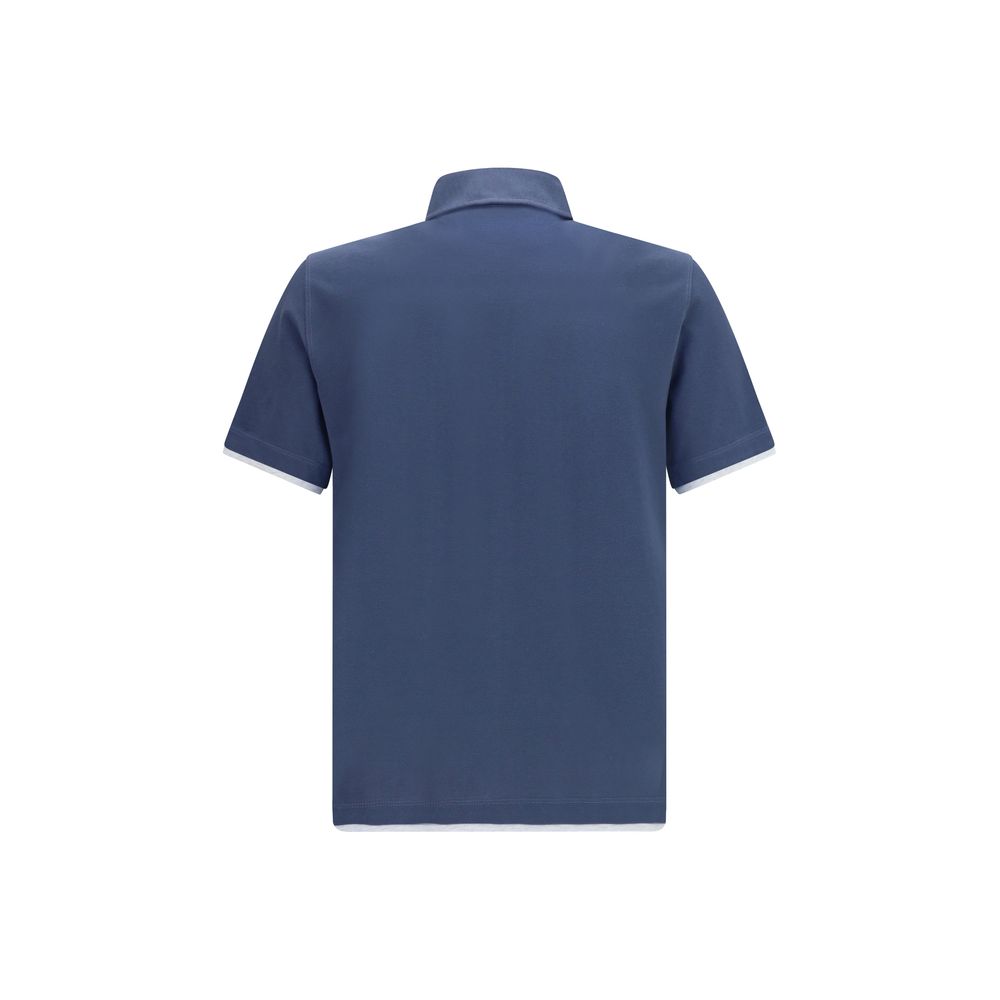 Brunello Cucinelli Blue Cotton Polo Shirt Brunello Cucinelli