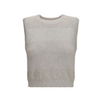 Brunello Cucinelli Beige Cotton Sleeveles Sweater