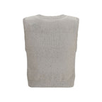 Brunello Cucinelli Beige Cotton Sleeveles Sweater