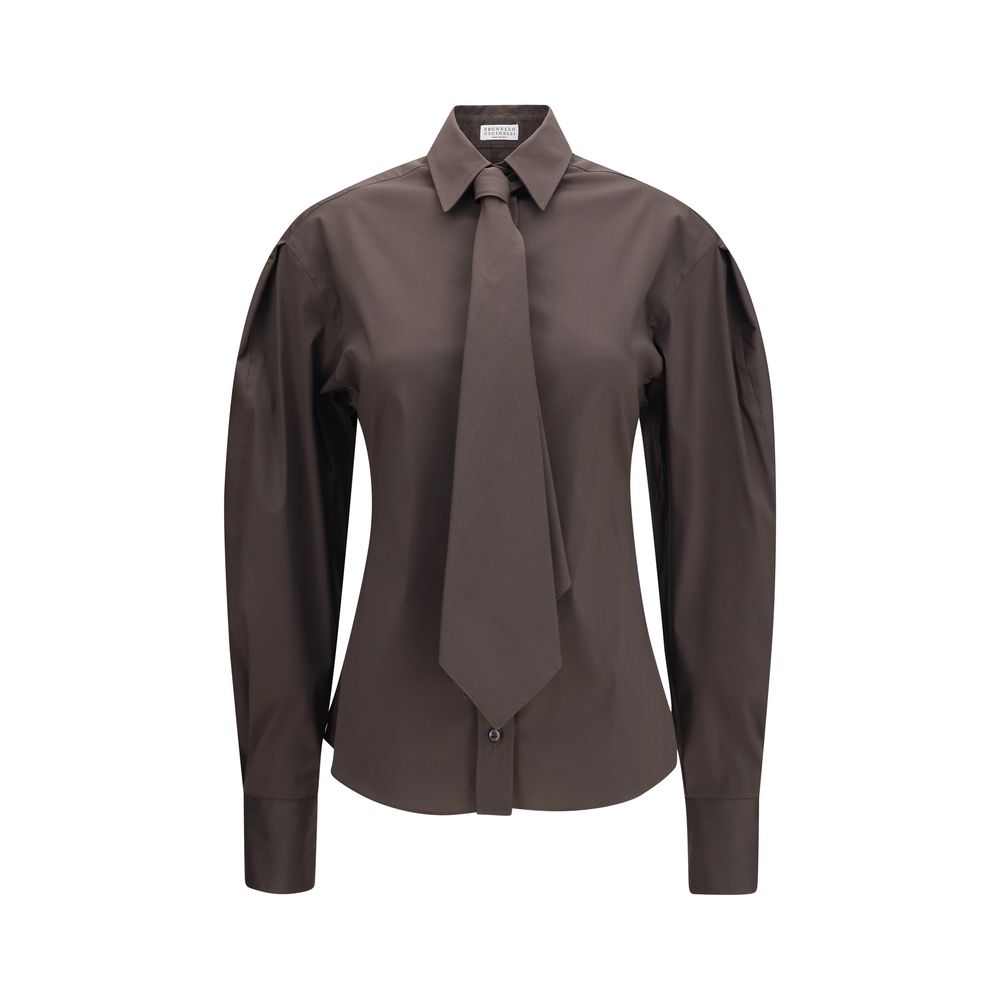 Brunello Cucinelli Brown Cotton Dress Shirt Brunello Cucinelli