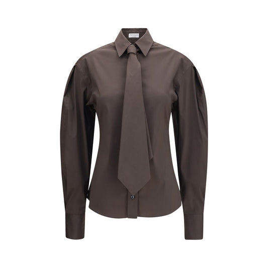 Brunello Cucinelli Brown Cotton Dress Shirt Brunello Cucinelli