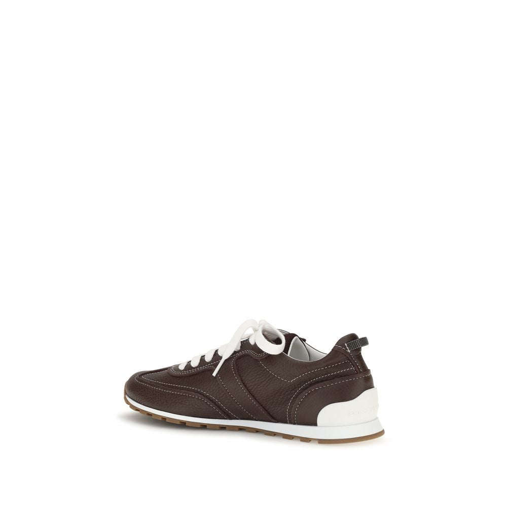 Brunello Cucinelli Brown Calf Leather Bos Taurus Athletic Sneakers Brunello Cucinelli
