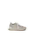Brunello Cucinelli Gray Calf Leather Bos Taurus Athletic Sneakers Brunello Cucinelli