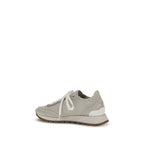 Brunello Cucinelli Gray Calf Leather Bos Taurus Athletic Sneakers Brunello Cucinelli