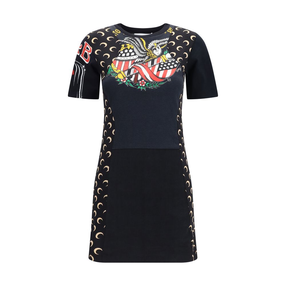 Marine Serre Black Cotton Casual Dress Marine Serre