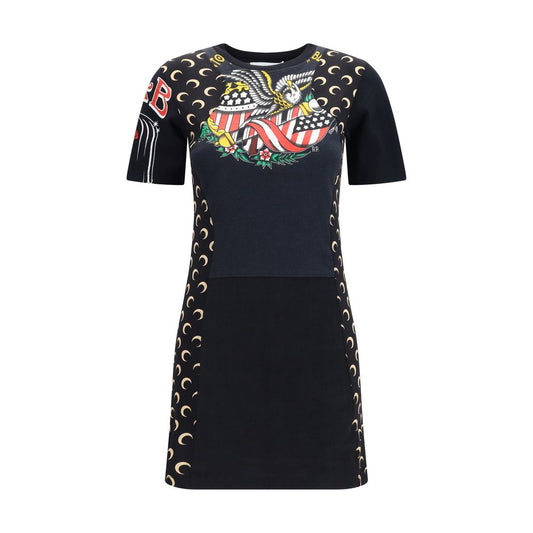 Marine Serre Black Cotton Casual Dress Marine Serre