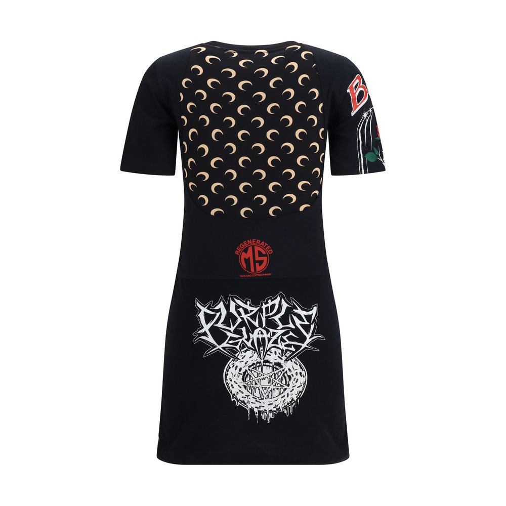 Marine Serre Black Cotton Casual Dress Marine Serre