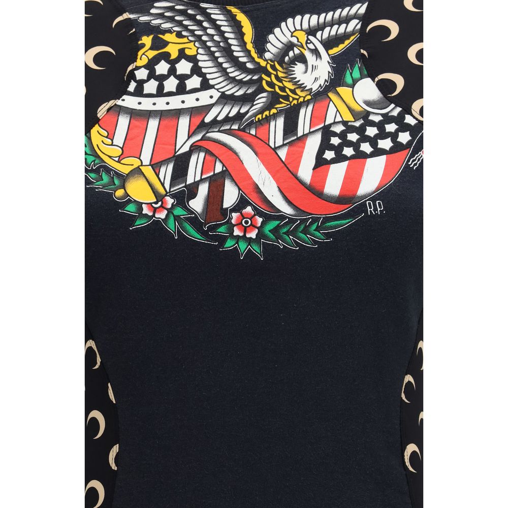 Marine Serre Black Cotton Casual Dress Marine Serre