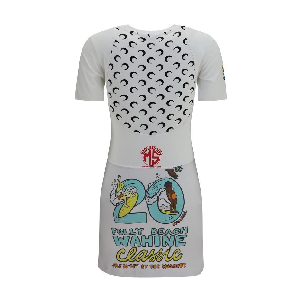 Marine Serre White Cotton Casual Dress Marine Serre