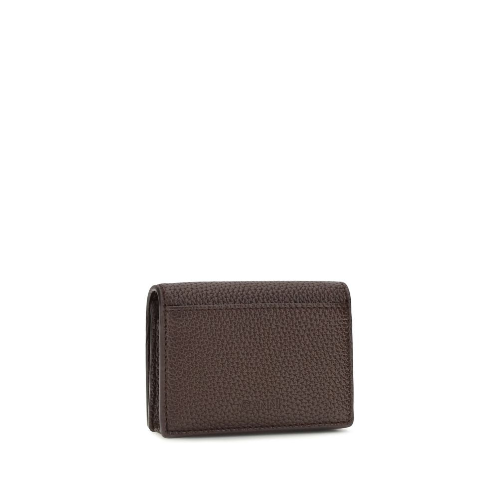 Ganni Brown Recycled Polyester Wallet Ganni