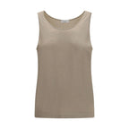 Brunello Cucinelli Beige Cashmere Sleeveles T-Shirt Brunello Cucinelli