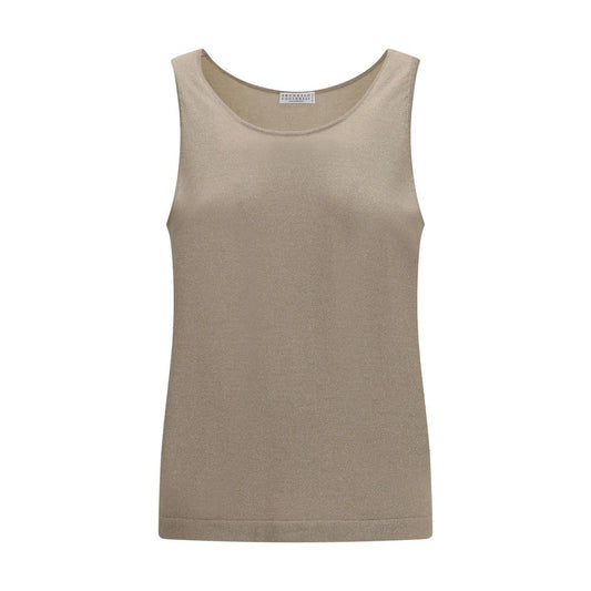 Brunello Cucinelli Beige Cashmere Sleeveles T-Shirt Brunello Cucinelli
