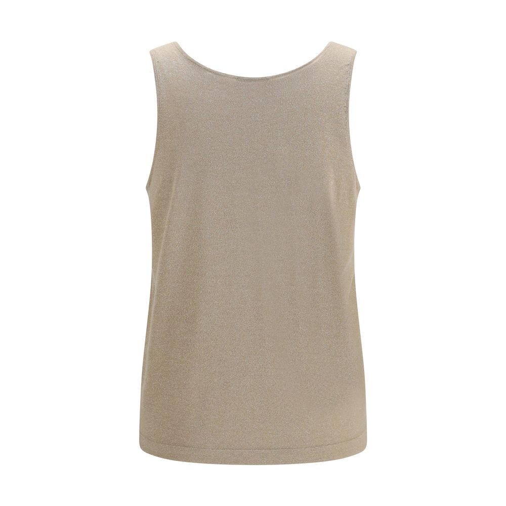 Brunello Cucinelli Beige Cashmere Sleeveles T-Shirt Brunello Cucinelli