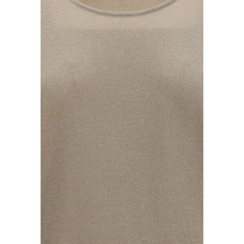 Brunello Cucinelli Beige Cashmere Sleeveles T-Shirt Brunello Cucinelli
