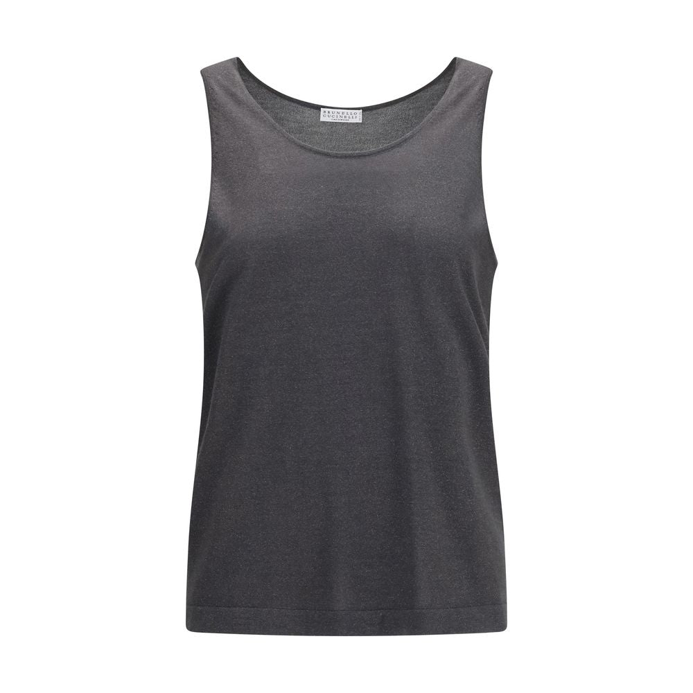 Brunello Cucinelli Gray Cashmere Sleeveles T-Shirt Brunello Cucinelli