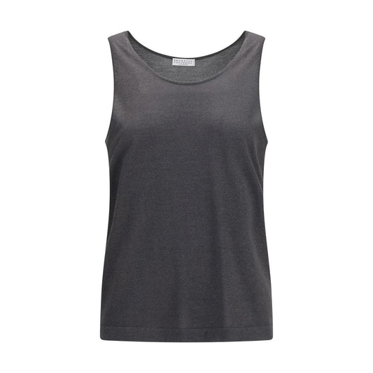 Brunello Cucinelli Gray Cashmere Sleeveles T-Shirt Brunello Cucinelli