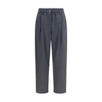 Brunello Cucinelli gray wool casual pants with a relaxed fit, featuring a tailored design and classic style.