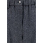 Brunello Cucinelli gray wool Oves Aries casual pants with a relaxed fit and tailored design, suitable for everyday wear.