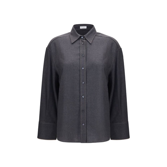 Brunello Cucinelli Gray Wool Oves Aries Dress Shirt Brunello Cucinelli