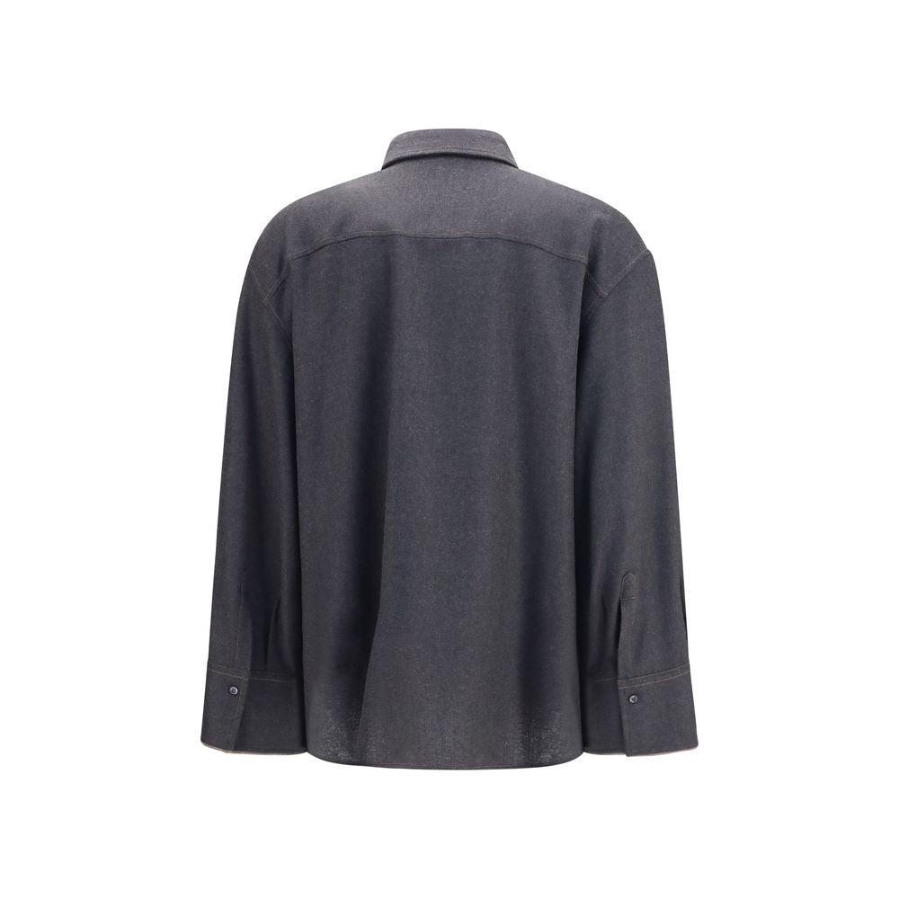 Brunello Cucinelli Gray Wool Oves Aries Dress Shirt Brunello Cucinelli