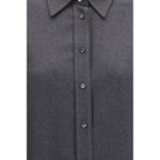 Brunello Cucinelli Gray Wool Oves Aries Dress Shirt Brunello Cucinelli