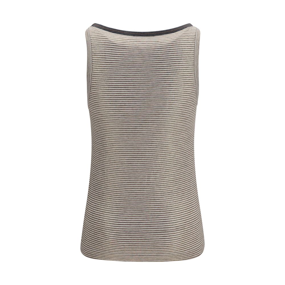 Brunello Cucinelli Beige Linen Tank Tops Brunello Cucinelli