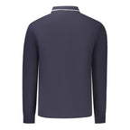 Blue cotton men's polo shirt by North Sails, featuring a classic collar and short sleeves, displayed on a hanger.
