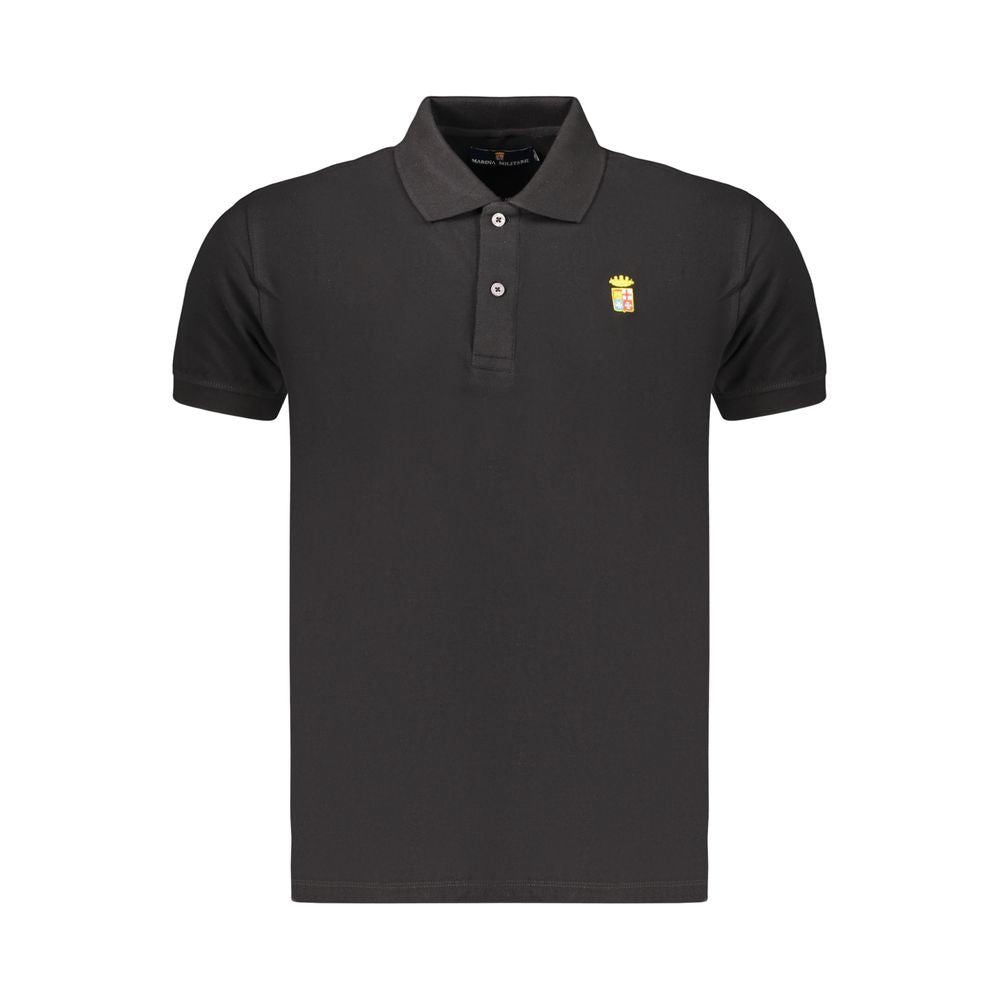 Marina Militare Black Cotton Mens Polo Marina Militare