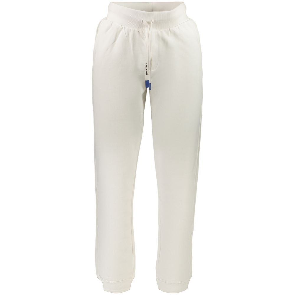 White cotton men's trousers by North Sails, featuring a tailored fit and classic design, displayed on a hanger.