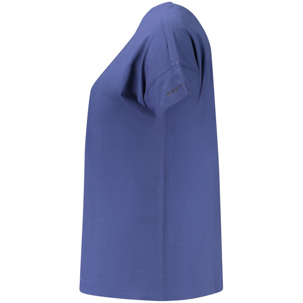 Blue cotton women’s T-shirt by North Sails with a relaxed fit and logo detail, casual summer fashion option.