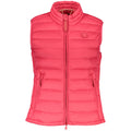 North Sails Rosso polyester women's vest displayed on a hanger, showing its sleek design and vibrant color.