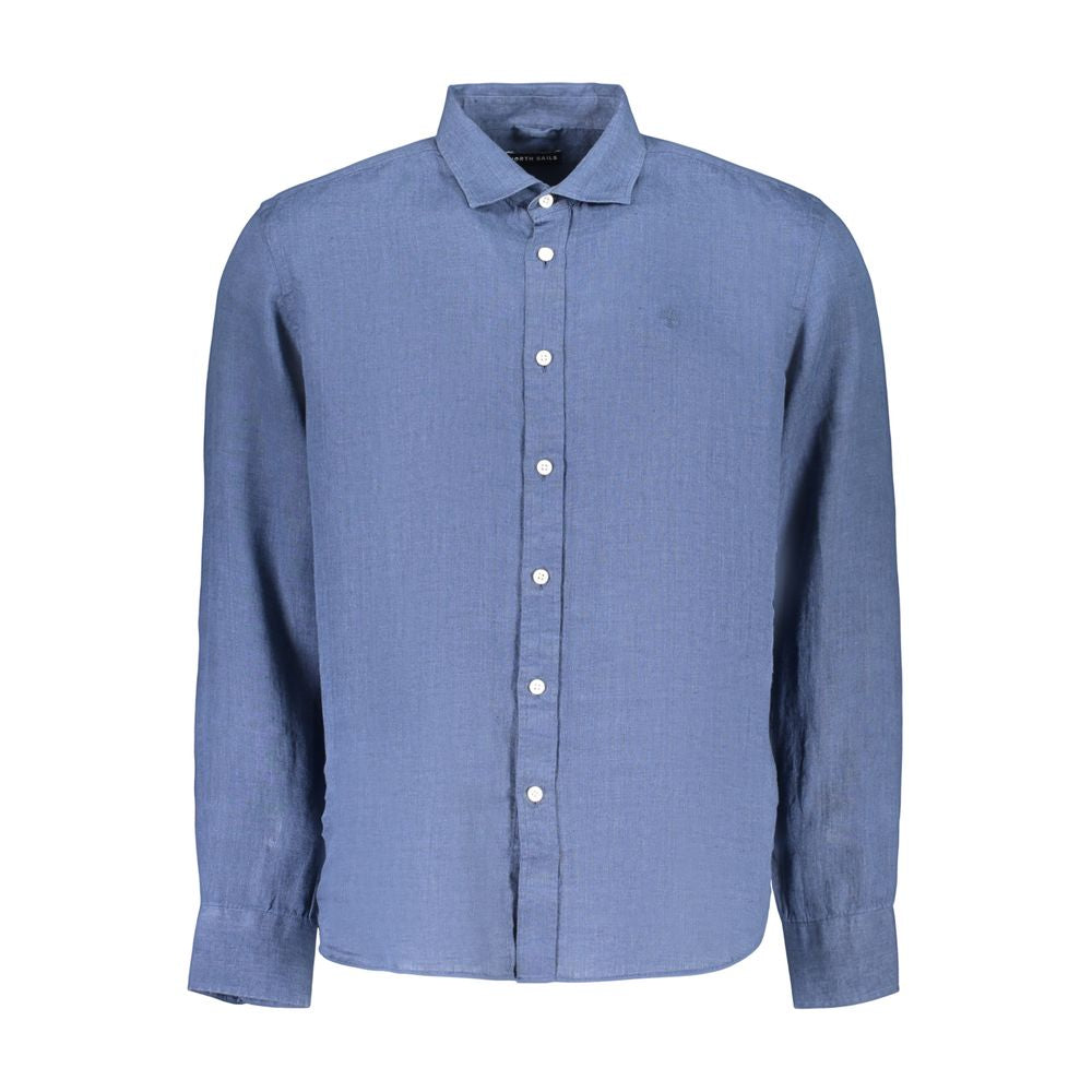 North Sails Blue Linen Men's Shirt North Sails