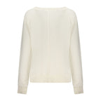 White North Sails women's cotton sweatshirt with a relaxed fit and crew neckline, displayed on a hanger.